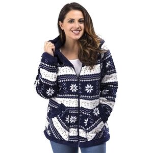 TRAIL CREST Women's Blur/White Flush Nordic Sherpa Lined Jacket Size XS Pockets